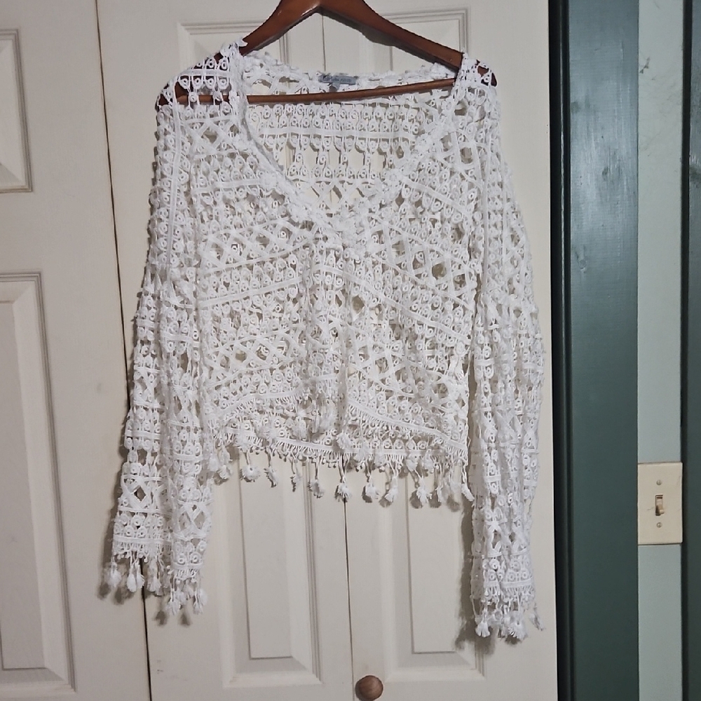 White Crochet Boho Top